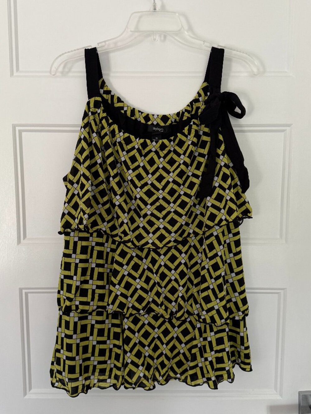 Style & Co - Yellow & Black Tiered Tan Top - 1X